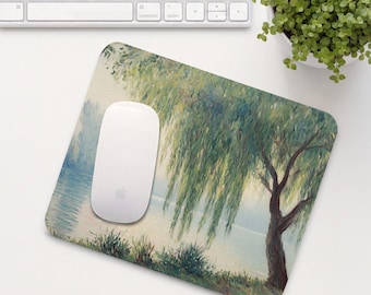 Weeping Willow Mouse Pad, Green Mouse Mat, Cute Office Desk Accessory, Aesthetic Calming Home Office Setup, Coworker Gift | MP001
