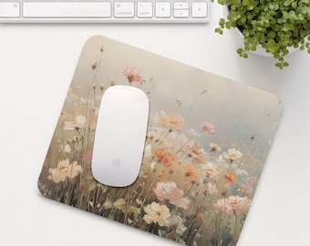 Dreamy Flowers Mouse Pad, Abstract Floral Mouse Mat, Cute Office Desk Accessory, Aesthetic Calming Home Office Setup, Coworker Gift | MP003