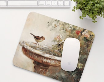 Bird Bath Mouse Pad, Mouse Mat for Bird Lover, Cute Office Desk Accessory, Aesthetic Calming Home Office Setup, Coworker Gift | MP030