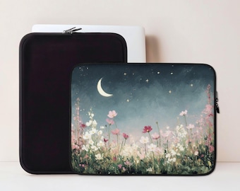 Night Garden Laptop Sleeve, Macbook Sleeve for Pro or Air, 13 14 15 inch Laptop Case, Aesthetic Coworker Gift | LS002