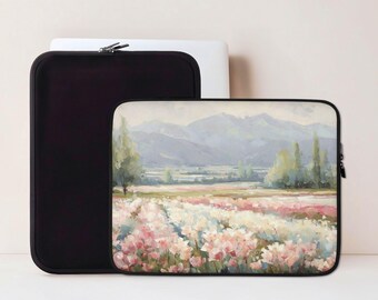 Tulips Laptop Sleeve, Floral Macbook Sleeve for Pro or Air, 13 14 15 inch Laptop Case, Aesthetic Coworker Gift, Student Tech Gift | LS033