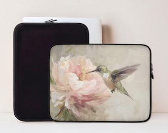 Hummingbird Laptop Sleeve, Macbook Sleeve for Pro or Air, 13 14 15 inch Laptop Case, Aesthetic Bird Lover Gift, Coworker Tech Gift | LS023