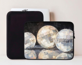 Mirrorballs Laptop Sleeve, Macbook Sleeve for Pro or Air, 13 14 15 inch Laptop Case, Mirror Ball Tech Gift, Student Gift | LS021