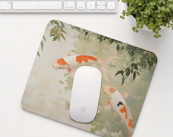 Koi Pond Mouse Pad, Fish Mouse Mat, Cute Office Desk Accessory, Aesthetic Calming Home Office Setup, Coworker Gift | MP006