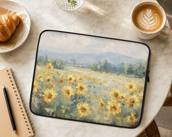 Sunflowers Laptop Sleeve, Macbook Sleeve for Pro or Air, 13 14 15 inch Laptop Case, Cheerful Yellow Gift, Aesthetic Student Gift | LS020