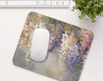 Wisteria Mouse Pad, Purple Flowers Mouse Mat, Cute Office Desk Accessory, Aesthetic Calming Home Office Setup, Coworker Gift | MP024