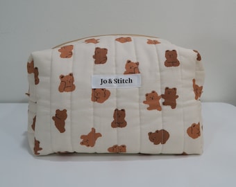 Quilted Box Pouch - Teddy Bears