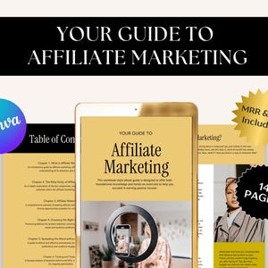 Affiliate Marketing 101 Workbook with MRR PLR Editable in Canva Beginners Guide to Monetize Online Passive Income Strategy Planner