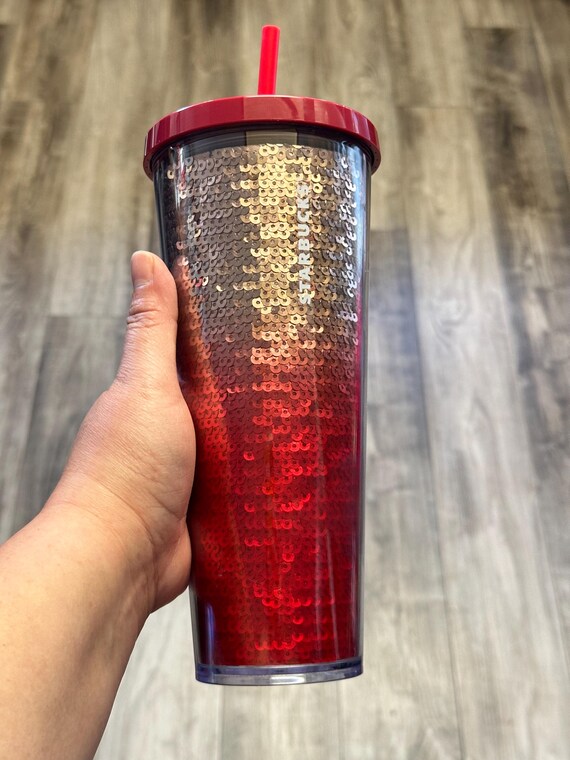 Starbucks 2018 Red Ombre Sequin Tumbler 24 Oz Cold Cup - Etsy