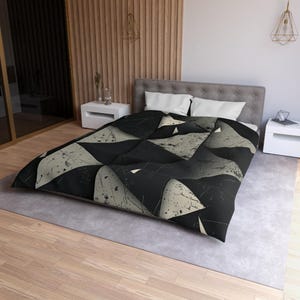 Geometrischer Bettbezug, schwarz und weiß, verschiedene Größen