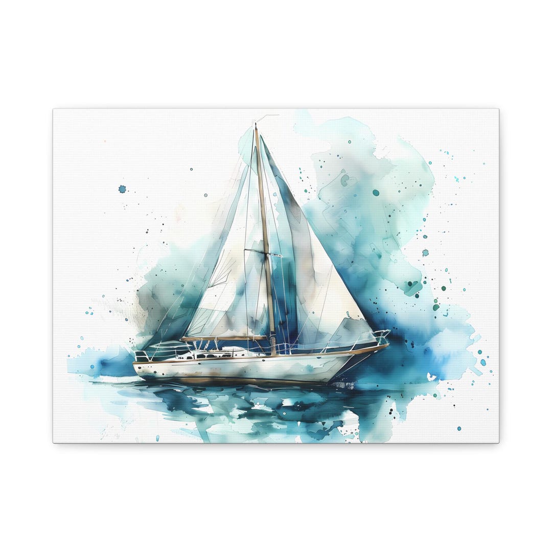 Watercolor Sailboat Canvas Print, Nautical Seascape Art - Etsy