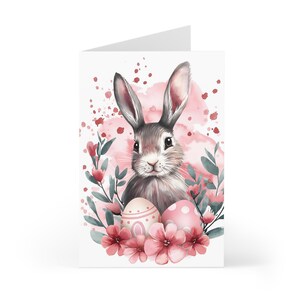 Lot de 7 cartes de voeux mignons lapin de Pâques, cartes de célébration du printemps, voeux de saison
