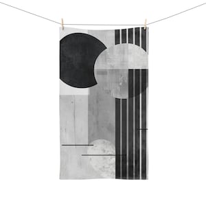 Black and White Abstract Hand Towel