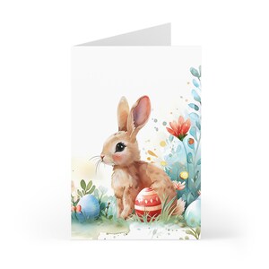 Tarjetas de felicitación, diseños florales y de conejitos de Pascua extravagantes, paquete de 7, deseos de celebración de primavera, lindas tarjetas para Pascua, tarjetas de conejitos,