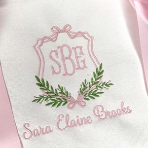 Personalized Baby Welcome Banner with Crest and Bows, Baby Announcement, Custom Baby Banner, Hospital Door Sign, Baby Announcement