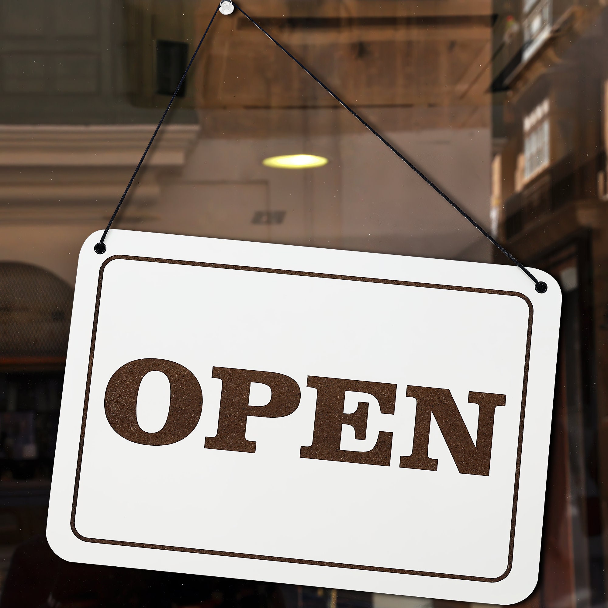 Personalized Open Closed Sign: Custom Engraved Reversible Business