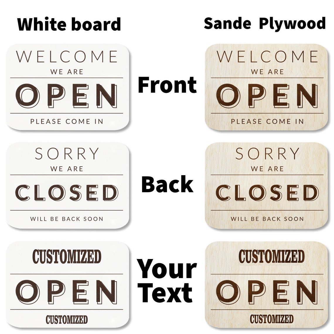 Personalized Open Closed Sign: Reversible Wooden Business Sign - Etsy