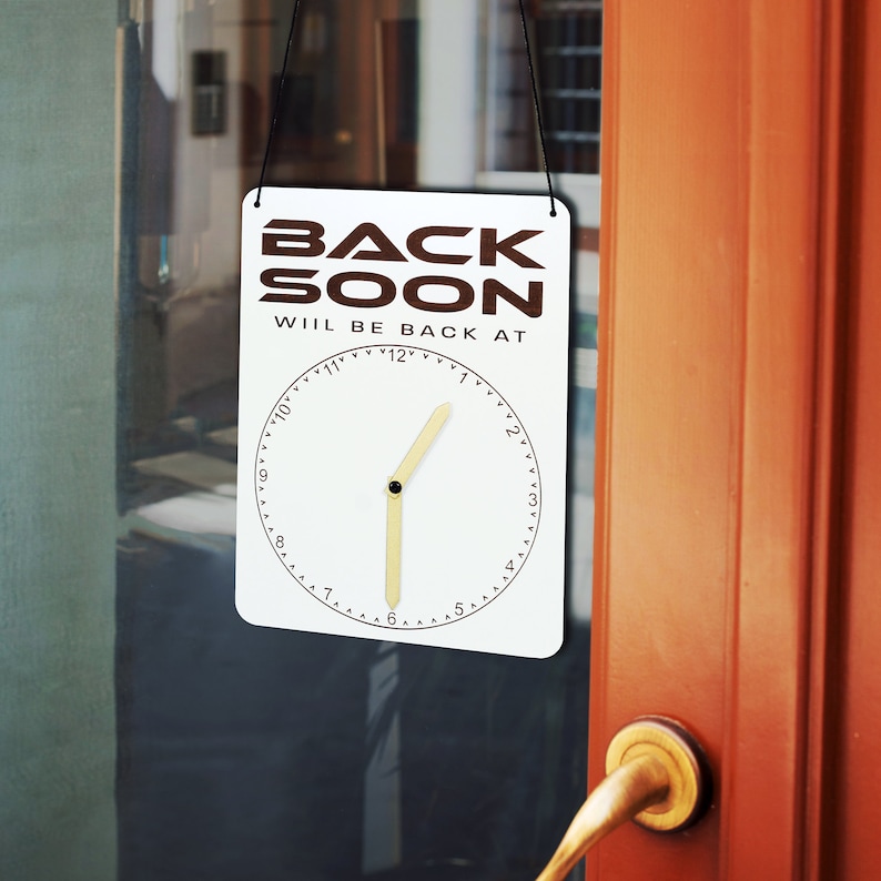 Personalized 'will Be Back' Clock Sign - Custom Business Decor - Etsy