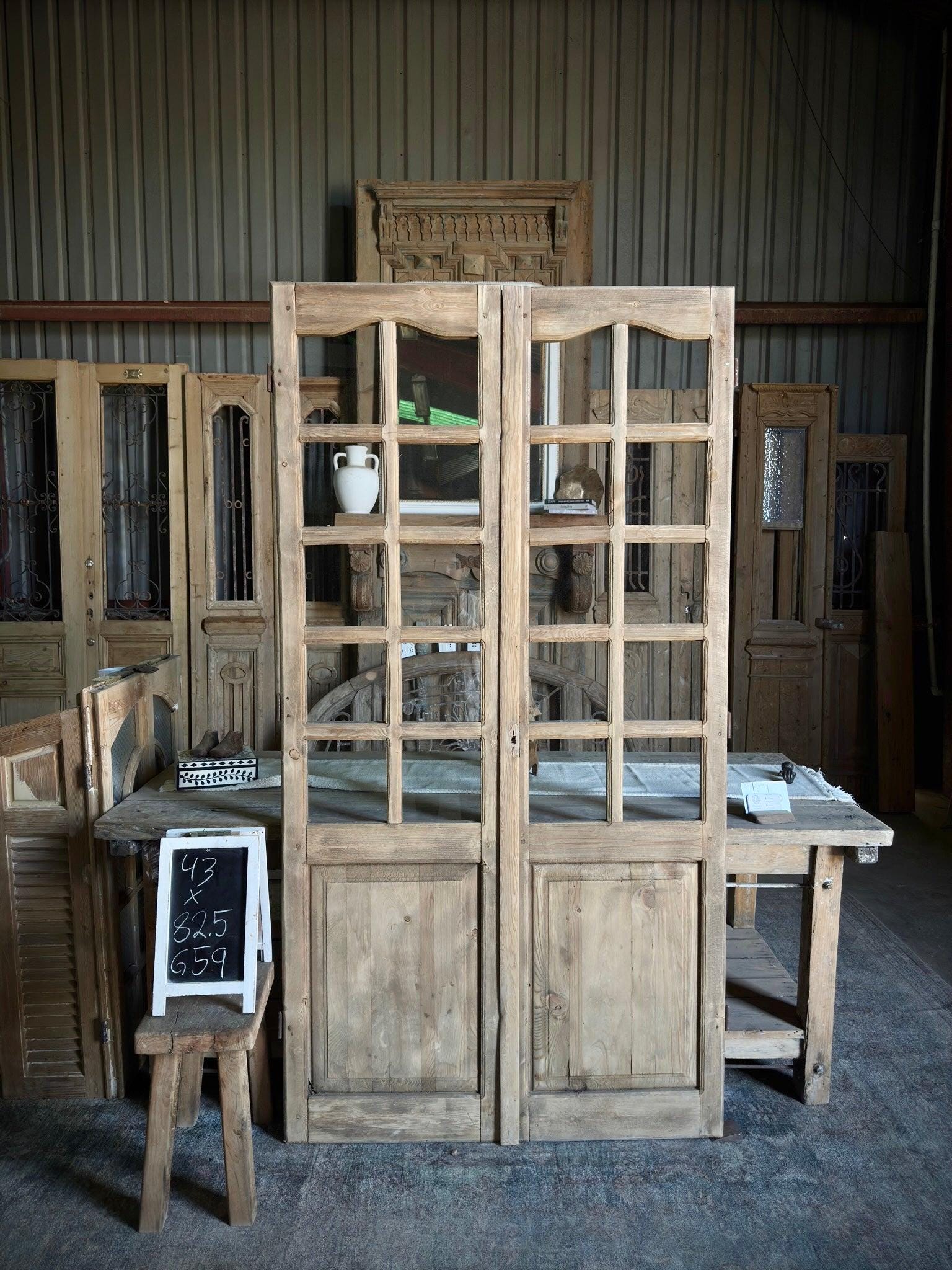 Elegant 20 Light Antique Glass French Doors - 43x82.5 G59