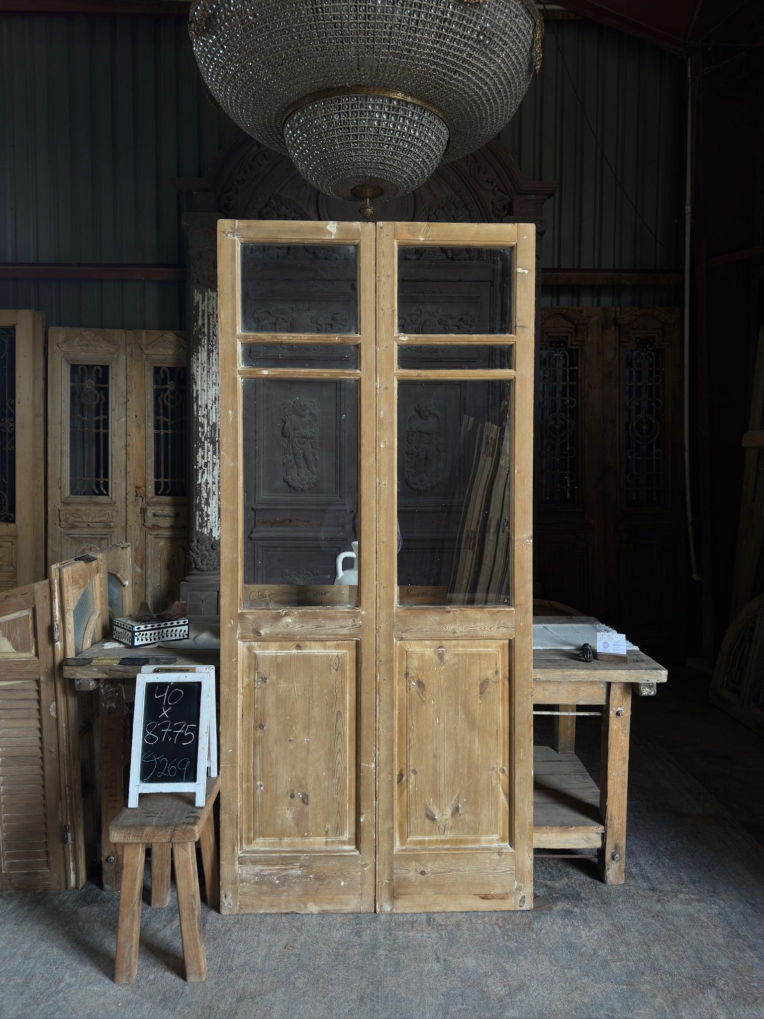 The 6 Lite European Antique Glass French Doors - 40x87.75 J269