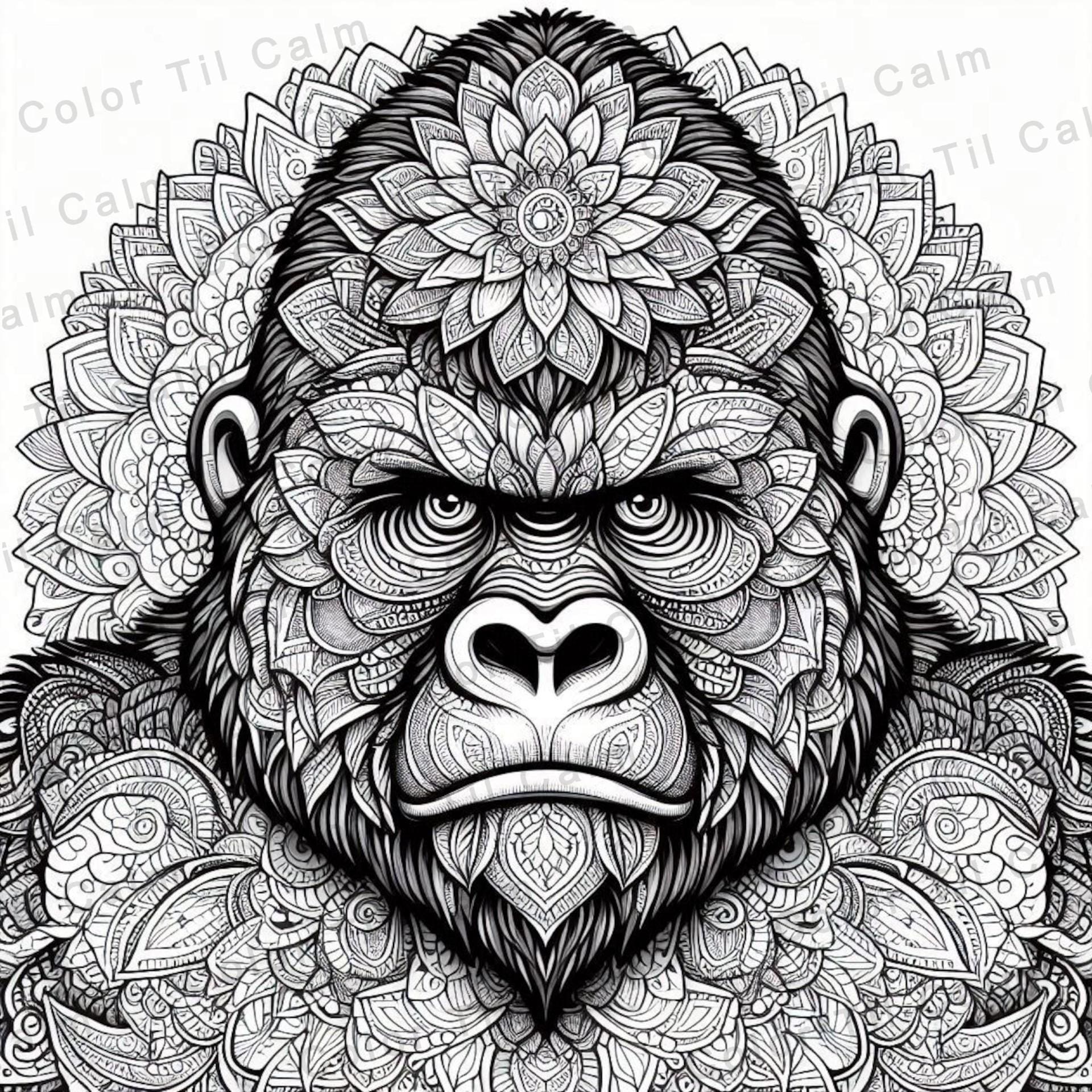 Mandala Gorilla Coloring Pages | OOAK | Relaxing Adult Coloring ...