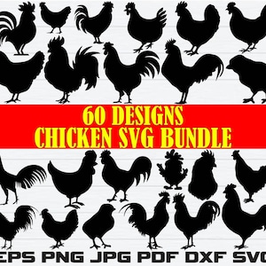 Chicken Svg Bundle, Chicken Png Bundle, Chicken Clipart, Chicken Silhouette, Chicken Cut Files For Circut, Chicken Vector,  Farm Animal Svg