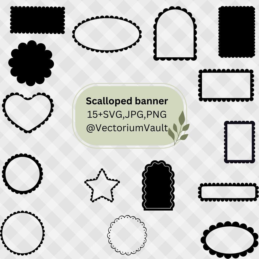 Scalloped Banners Svg, Scallop Circle SVG, Banner Svg, Bunting SVG ...