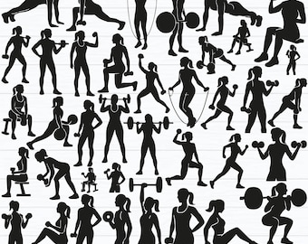 Frauen-Fitness-Svg-Bundle, Gym-Svg-Bundle, Frauen-Fitness-Studio Clipart, Frauen üben SVG, Fitness-Svg, Gym Mädchen Cut-Dateien für Cricut, Gym Girl Silhouette