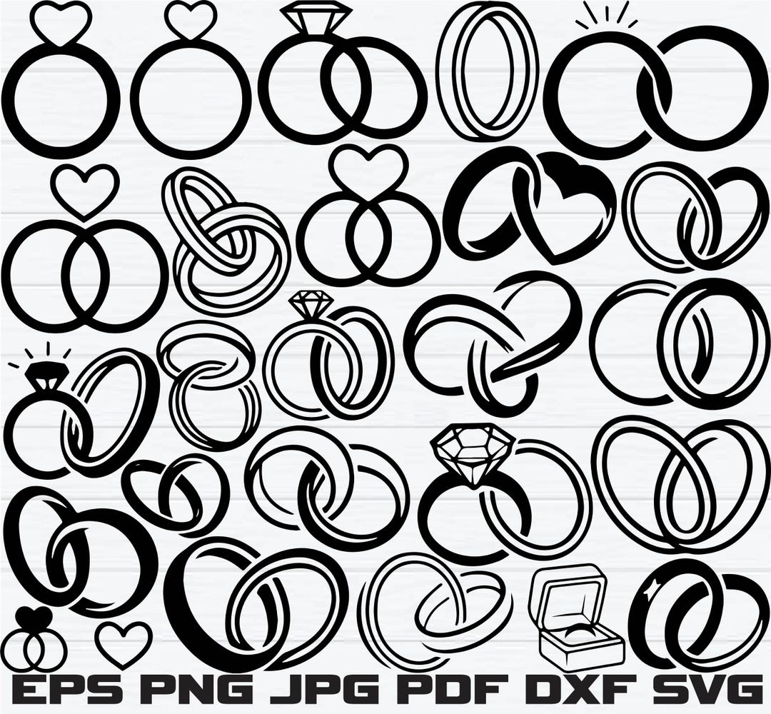 Wedding Ring Svg Bundle, Diamond Ring Svg, Engagement Ring Svg ...