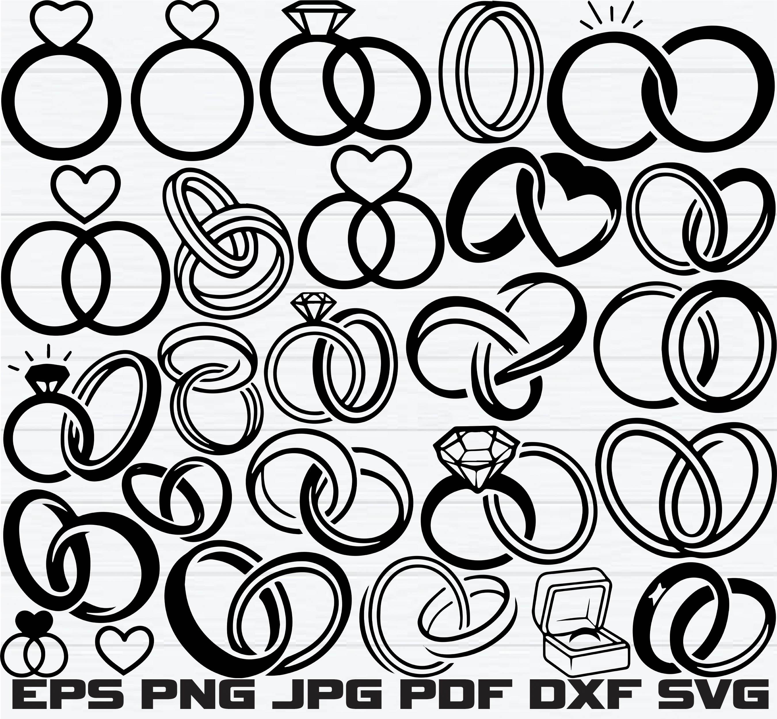 Wedding Ring Svg Bundle, Diamond Ring Svg, Engagement Ring Svg ...