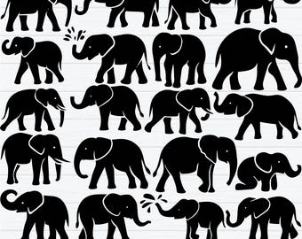 Elephant Svg Bundle, Elephant Clipart, Elephant Silhouette, Elephant Png Bundle, Elephant Cut Files For Cricut, Animals Svg, Elephants Svg