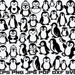 Cute Penguin Svg Bundle, Cute Penguin Clipart, Penguin Cut Files For Circut, Penguin Silhouette. Penguin Baby Svg, Cartoon Penguin Svg,Png