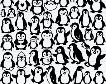 Cute Penguin Svg Bundle, Cute Penguin Clipart, Penguin Svg Cut Files For Cricut, Penguin Silhouette. Penguin Baby Svg For Commercial Use