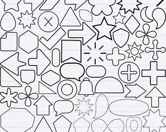 Basisvormen Svg-bundel, naamlijst Tags Svg, vormcontouren Svg, vormen gesneden bestanden voor Cricut, geometrische vormen Svg, vormen Svg silhouet