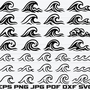 Wave Svg Bundle, Wave Clipart, Wave Cut Files For Circut, Ocean Waves Svg, Wave Png Bundle, Wave Silhouette, Wave Cricut, Sea Waves Svg,Png