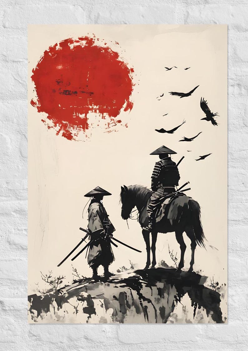 Samurai Rising Sun Poster Japanese Samurai Rising Sun Japan Multiple Sizes Poster Wall ...