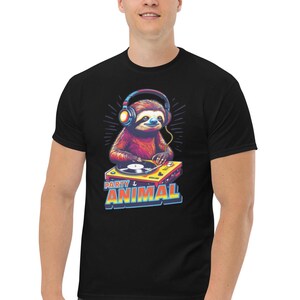 Party Animal Rave DJ Sloth Neon Vibes Unisex Classic Tee Multiple Sizes ...