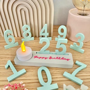 Candle holder with numbers & candle | Insert numbers | Birthday gift | Birthday numbers | Insert numbers | Number plugs