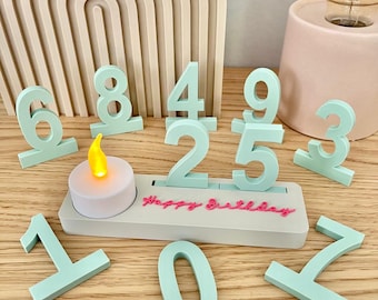 Portacandele con numeri e candela | Inserisci numeri | Regalo di compleanno | Numeri di compleanno | Numeri da inserire | Numeri da inserire