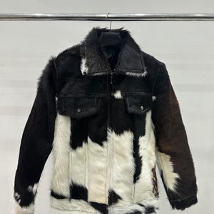 Handmade Cowhide Leather Biker Jacket: Real Hair-on-Hide Western Coat