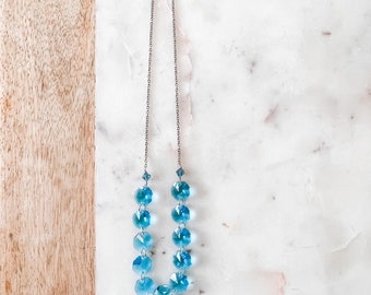 Billie Blue Chandelier Crystal Prism Necklace