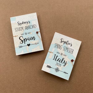 Study Abroad Gift Journal, Graduation, Gift for Exchange Student, Personalized with name and date, Custom Map print