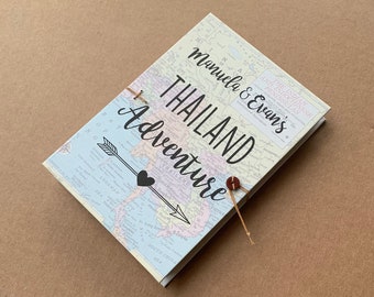 Thailand Map Notebook  with Pockets and Envelopes, True Handmade and Personalized