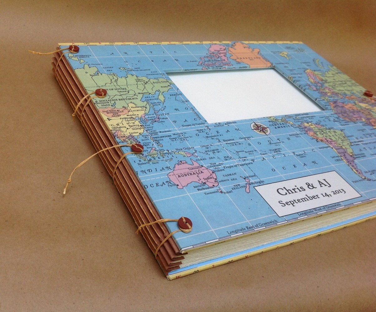 Expandable Travel Scrapbook Album With Paper Pages & Envelopes Etsy