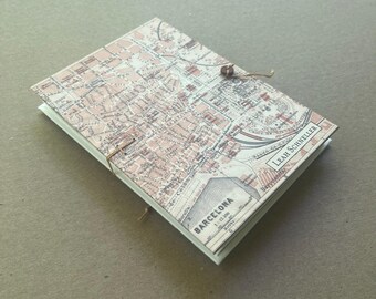 Barcelona Travel Journal with Pockets, Envelopes and Map, Personalized Junk Journal