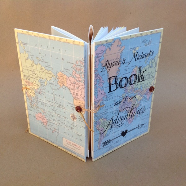 Travel Journal for Couples with Pockets & Envelope, Wedding Shower Gift, Travel Theme Wedding