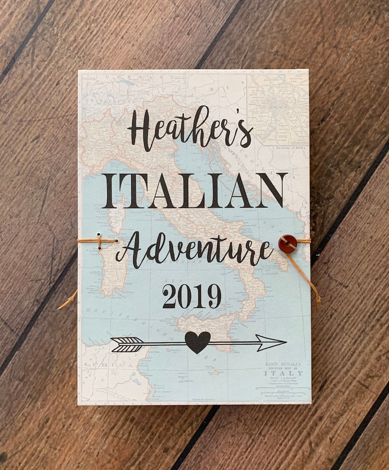 Personalized Italy Travel Journal with Pockets, Envelopes and Map image 9