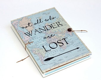 Not all Who Wander are Lost Travel Journal with Choice of Map, Pockets and Envelopes