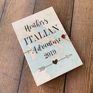 Personalized Italy Travel Journal with Pockets, Envelopes and Map