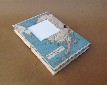 Personalized Alaska Travel Journal with Pockets, Envelopes and Vintage Map, Alaska cruise 2019, Northern Lights Trip